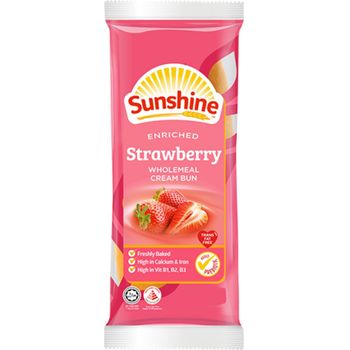 Sunshine Enriched Strawberry Wholemeal Cream Bun 65g
