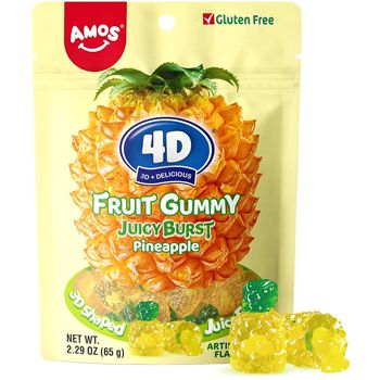 Amos 4 D Gummy Fruit Filled Candy 65g