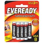 Eveready Super Heavy Duty AAA Bateries 8 Pieces