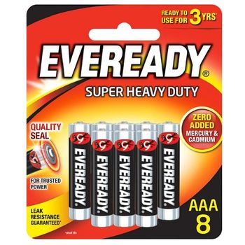 Eveready Super Heavy Duty AAA Bateries 8 Pieces