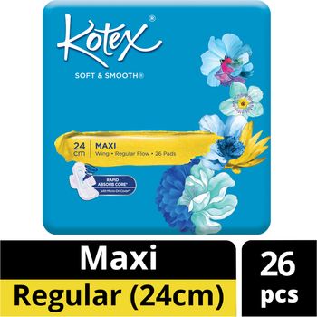 Kotex Soft Smooth Maxi Wing Pads Regular Flow 24cm