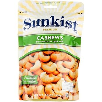 Sunkist Dry Roasted Light and Salt Cashews 160g