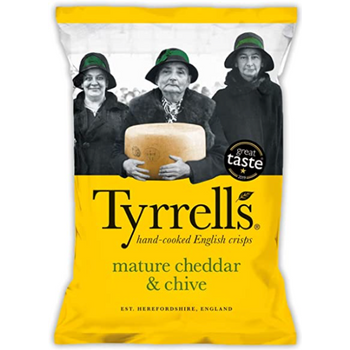 Tyrrell's Hand Cooked Potato Chips Mature Cheddar Chive 150g