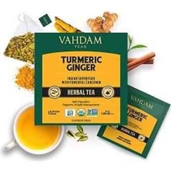 Vahdam Organic Turmeric Ginger Powerful Superfood Blend 30 Tea Bags