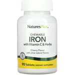 Nature’s Plus Chewable Iron with Vitamin C and Herbs, Cherry, 90 Tablets