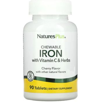 Nature’s Plus Chewable Iron with Vitamin C and Herbs, Cherry, 90 Tablets