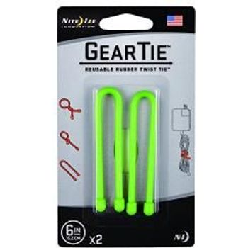 Nite Ize Gear Tie 6In Rubber Lime Green 2 Pack