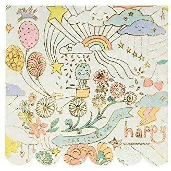 Meri Meri Rainbow Happy Doodle Large Paper Napkins Childrens Party Table