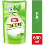 UIC Natural Dish Washing Liquid Refill Sparkling Lime 600ml