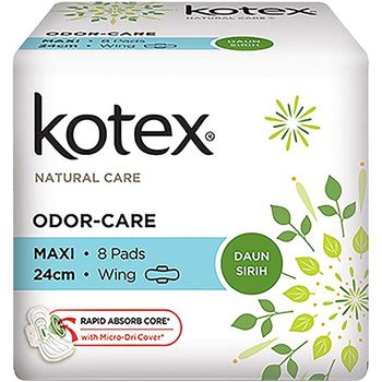 Kotex Natural Care Maxi Wing Daun Sirih 24cm 8S