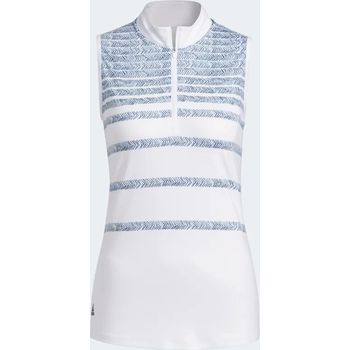 Adidas Women Golf Herringbone Stripe Sleeveless Polo Shirt