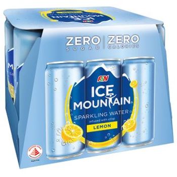 F&N Ice Mountain Sparkling Can Water Lemon 6 x 325ml
