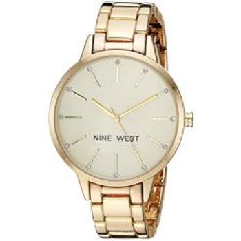 Nine West Women's Crystal Accented Gold-tone Bracelet Watch
