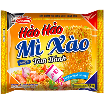 Ace Cook Mi Hao Hao Xao Tom Hanh Noodles Shrimp Onion Flavor 75g