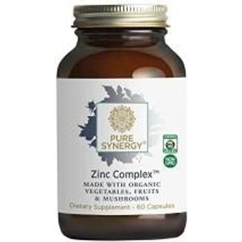 Pure Synergy Zinc Complex 60 Capsules Zinc Supplement Made With Organic Ingredients Nongmo Vegan Made With Organic Fruit Vegetables And Mushrooms