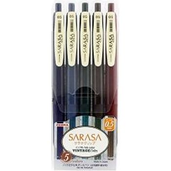 Zebra Sarasa Clip Ballpoint Pen 05mm Vintage Colors 5 Colors Set