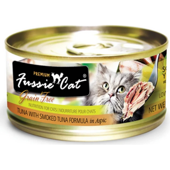 Fussie Cat Premium Tuna With Smoked Tuna In Aspic Grain-free Wet Cat Food 80g