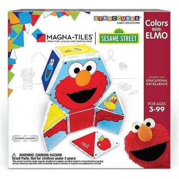 CreateOn Sesame Street Colors With Elmo & Hooper's Store Original Magnetic Building Tiles Making Learning Basic Colors Fun And Hands-on Versatile Educational Toy For Children Ages 3 Years +