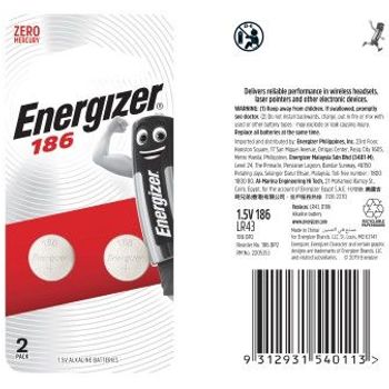 Energizer 186 1.5v Button Cell Battery 2pcs