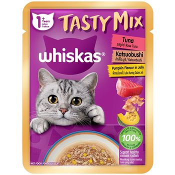 Whiskas Tasty Mix Pouch Tuna Katsuobushi Pumpkin Flavor in Jelly 70g