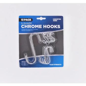 UBL S-Shape Chrome Hooks 13 Pk 130g