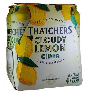Thatchers Cloudy Lemon Cider 4 Pack 4x440mL ABV 4.0%