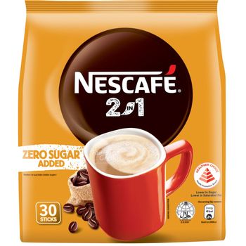 Nescafe 2 In 1 Instant Coffee Original Zero Sugar Added 30 x 9g