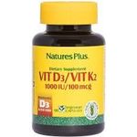 NaturesPlus Vitamin D3 Vitamin K2-1000 IU 100 mcg 90 Vegetarian Capsules