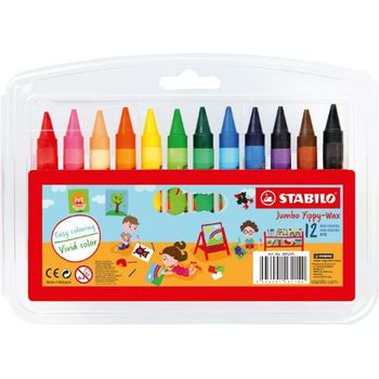 Stabilo Jumbo Yippy-Wax Crayons 12 Colours 2812JPL