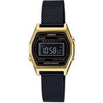 Casio La690wemb-1b Women's Vintage Youth Gold Tone Black Mesh Band Alarm Chronograph Digital Watch