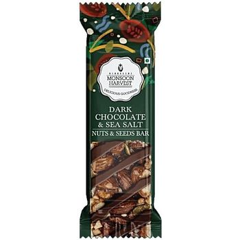 Monsoon Harvest Nuts And Seeds Bar Dark Chocolate And Sea Salt 30g
