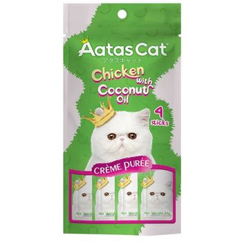 Aatas Cat Creme Puree Chicken with Coconut Oil 4 x 14g