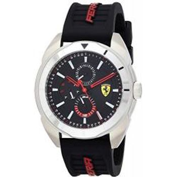 Scuderia Ferrari Men's Forza Stainless Steel Quartz Watch With Silicone Strap Black 22 model 0830546