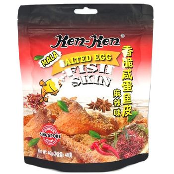 Ken Ken Crispy Mala Salted Egg Fish Skin 40g