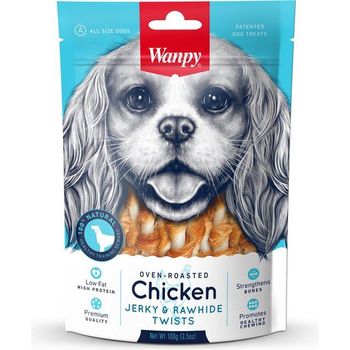 Wanpy Chicken Jerky and Rawhide Twists Dog Treat 100g