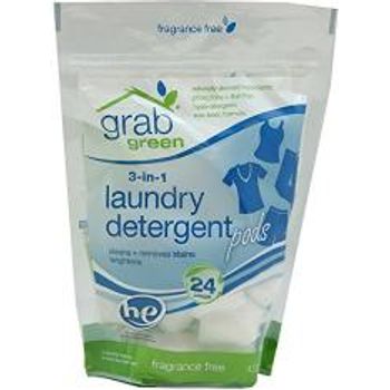 Grab Green 3-in-1 Laundry Detergent Pods Fragrance Free 24 Loads 430g