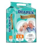 Diapex Basic Adult Diapers 40 to 58 Inches 8 Pieces