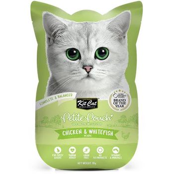 Kit Cat Petite Pouch Complete And Balanced Chicken And Whitefish in Aspic 70g