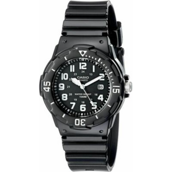 Casio Quartz Watch Dial Analogue Display Black Resin Strap And Black Dial Lrw-200h-1b