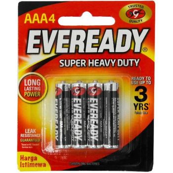 Eveready Zinc Batteries Super Heavy Duty Aaa Pack Of 4