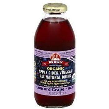 Bragg Organic Apple Cider Vinegar All Natural Drink Concord Grape Acai 16oz Pack Of 4