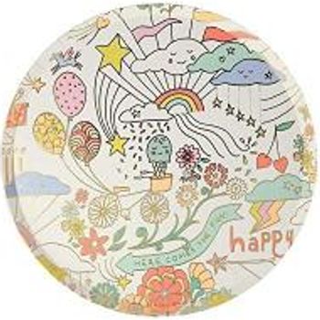 Meri Meri Happy Doodle Side Paper Party Plates X 8