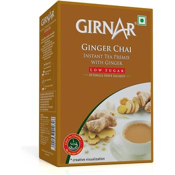 Girnar Low Sugar Ginger Tea Instant Mix 10 Sachets 140g