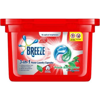 Breeze 3 in 1 Fresh Eucalyptus Power Laundry Capsules 18pcs 216g