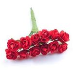 144 Pcs Artificial Paper Rose Flower Buds Mini Bouquet Party Wedding Decoration Good Crafted Handmade And Diy Ideas Red