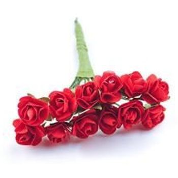 144 Pcs Artificial Paper Rose Flower Buds Mini Bouquet Party Wedding Decoration Good Crafted Handmade And Diy Ideas Red