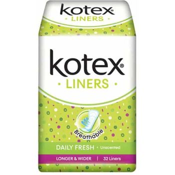 Kotex Breathable Fresh Liners Unscented Longer Wider