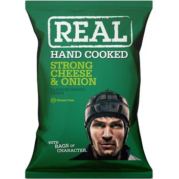 Real Handcooked Strong Cheese And Onion Crisps 150g