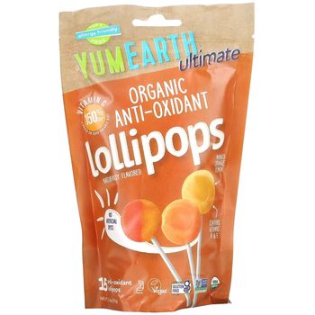 YumEarth Ultimate Organic Anti Oxidant Lollipops Mango Orange Lemon 15 Lollipops 93g