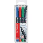 Stabilo OHPen Universal Permanent Marker Fine Tip Pack of 4 Assorted Colour